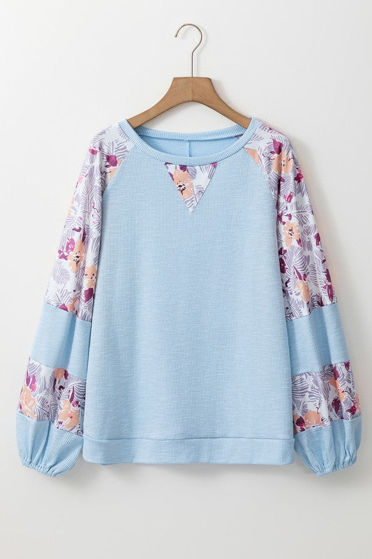 Cotton Ribbed Floral Stitch Balloon Pull Over | Modern Boutique Fashion