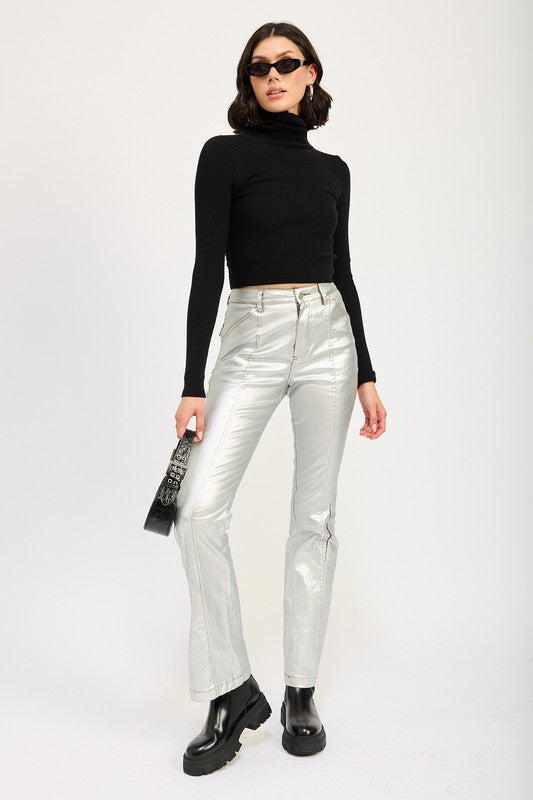 Metallic Flared Pants | Modern Boutique Fashion