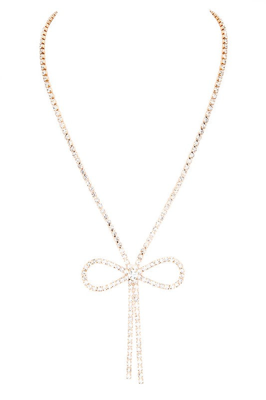 Rhinestone Dainty Bow Tie Necklace
