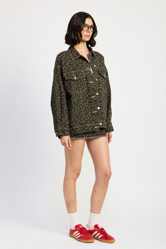 Oversized Printed Denim Jacket | Modern Boutique Fashion