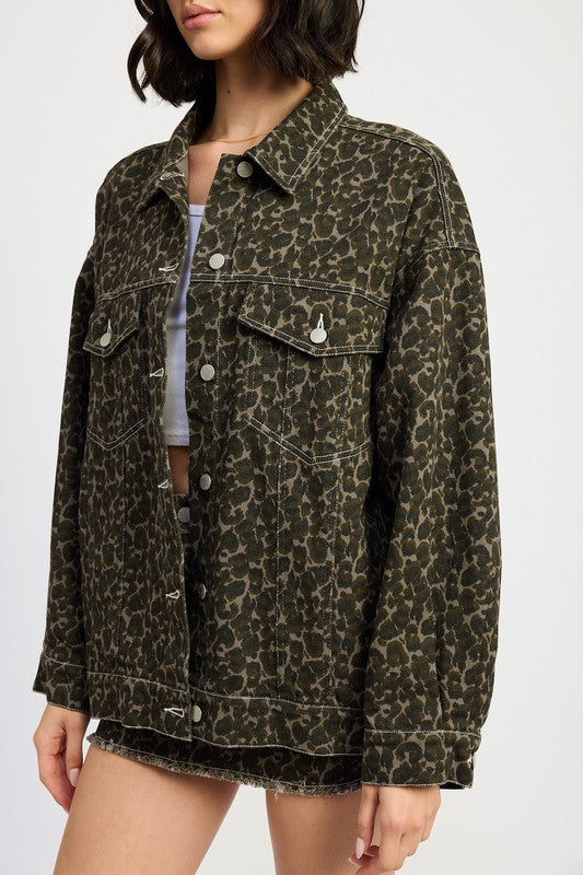 Oversized Printed Denim Jacket | Modern Boutique Fashion