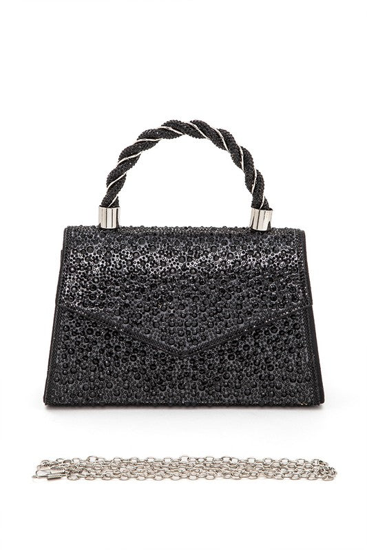 Statement Rhinestone Handle Clutch Bag | Modern Boutique Fashion