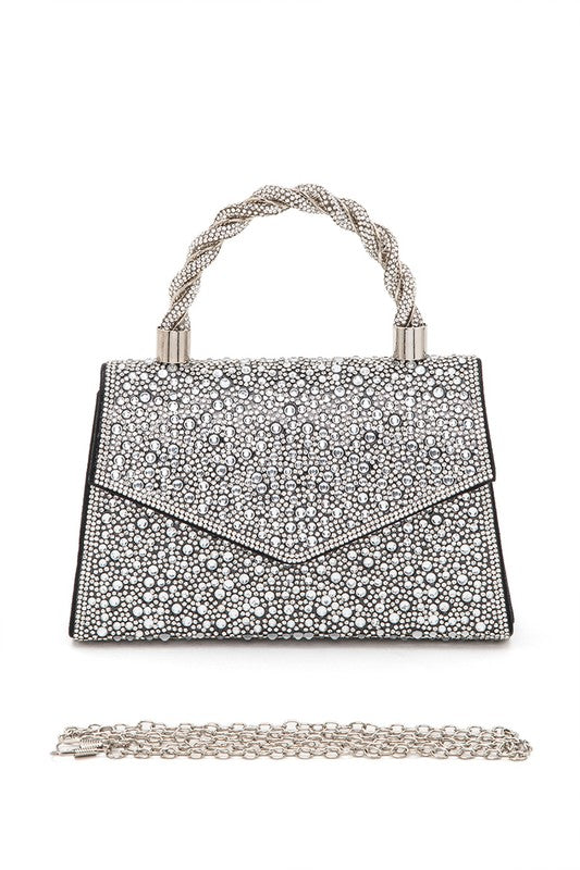 Statement Rhinestone Handle Clutch Bag | Modern Boutique Fashion