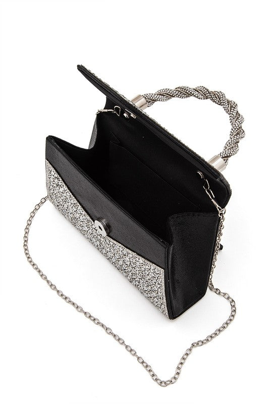 Statement Rhinestone Handle Clutch Bag | Modern Boutique Fashion