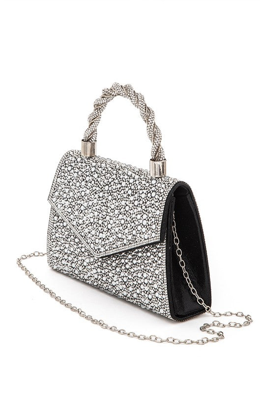 Statement Rhinestone Handle Clutch Bag | Modern Boutique Fashion