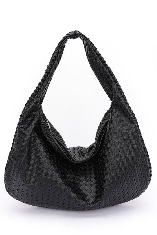 Weaved Faux Leather Soft Shoulder Bag | Modern Boutique Fashion