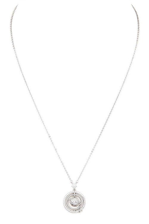 Cubic Zirconia Planet Pendant Necklace