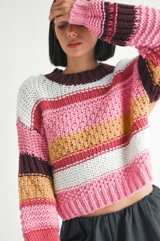 Mock Neck Striped Sweater | Modern Boutique Fashion