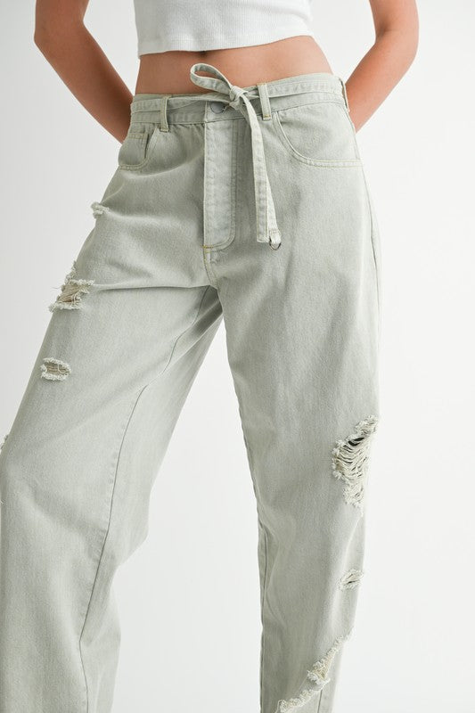 Distressed Wide Leg Pants women's boutique fashion