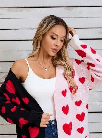 Two Tone Heart Cardigan | Modern Boutique Fashion