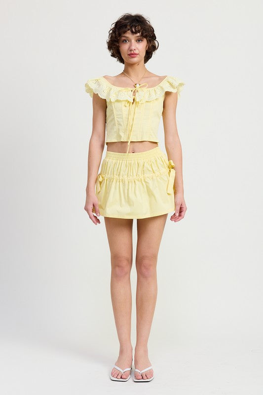 Mnii Ruched Poplin Mini Skirt | Modern Boutique Fashion