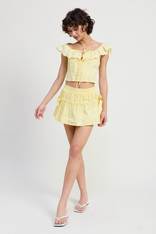 Mnii Ruched Poplin Mini Skirt | Modern Boutique Fashion