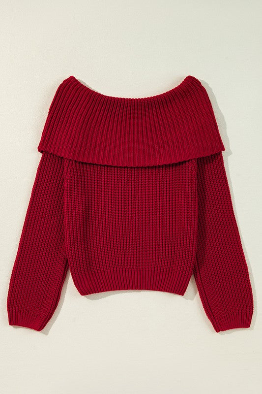 Off Shoulder Ribbed Knit Sweater | Modern Boutique Fashion