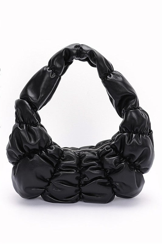 Crinkle Faux Leather Shoulder Bag | Modern Boutique Fashion