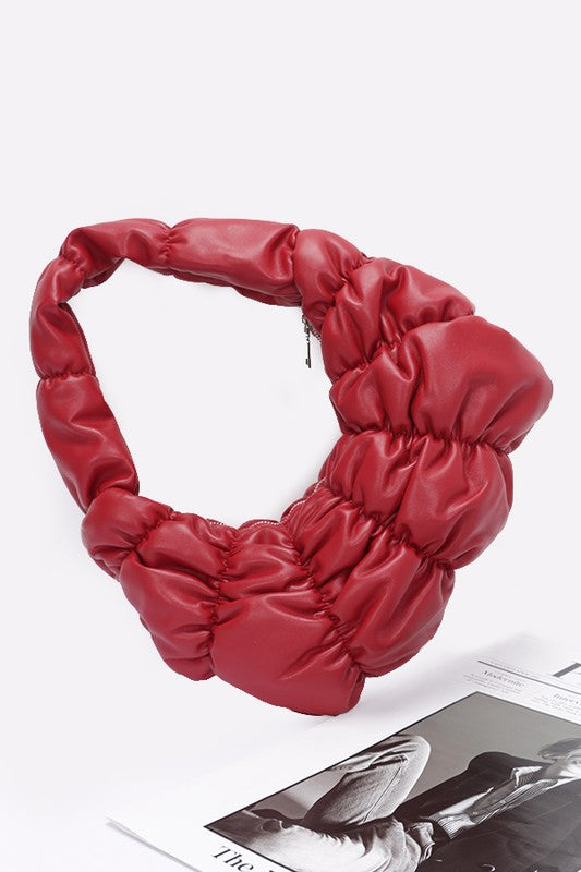 Crinkle Faux Leather Shoulder Bag | Modern Boutique Fashion
