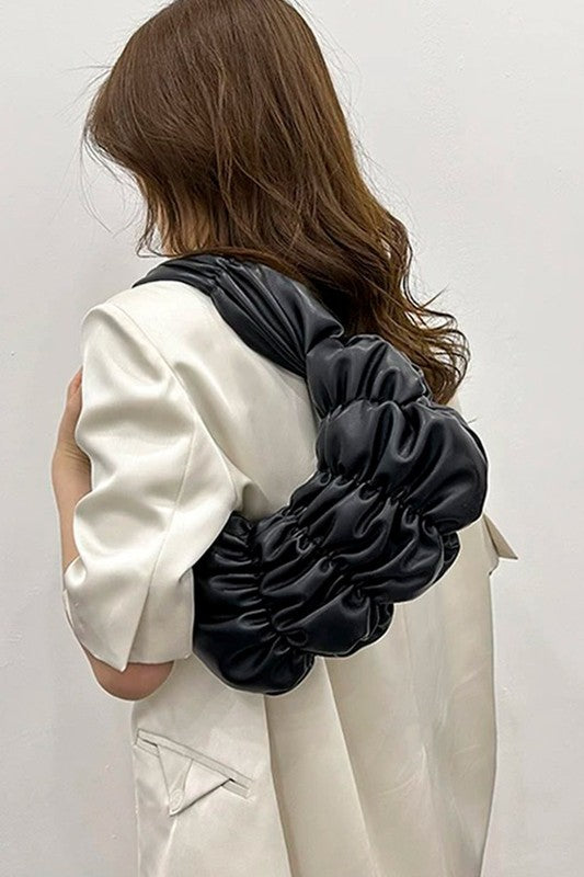 Crinkle Faux Leather Shoulder Bag | Modern Boutique Fashion