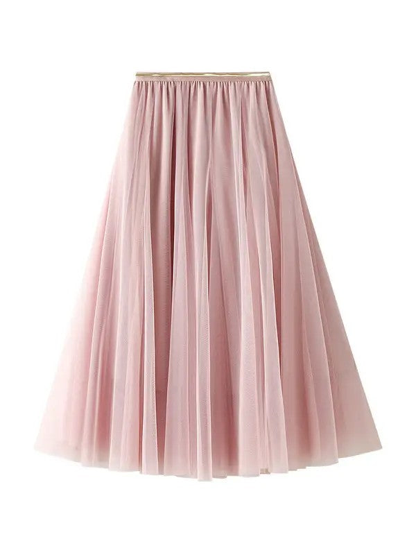 Chiffon midi skirt trendy women's boutique clothing