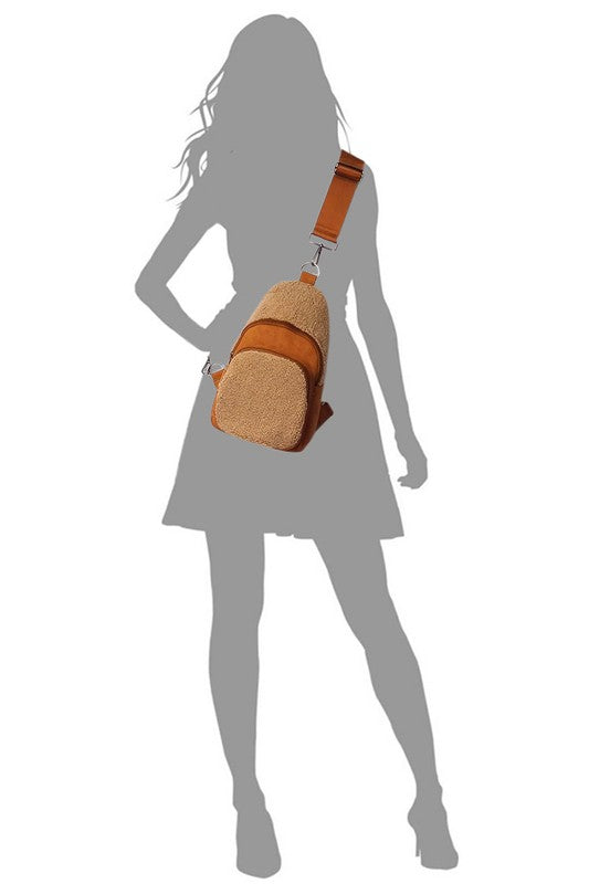 Terry Fur Sling Bag Backpack | Modern Boutique Fashion