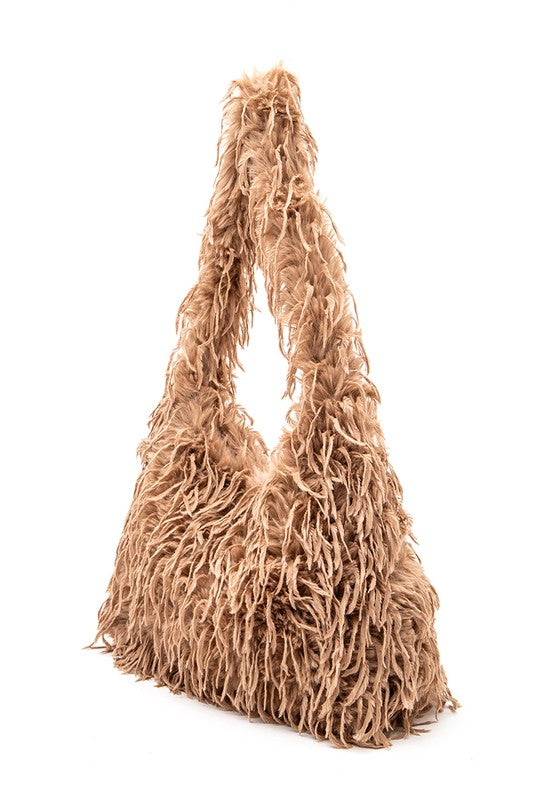 Faux Feather Hobo Slouchy Bag | Modern Boutique Fashion