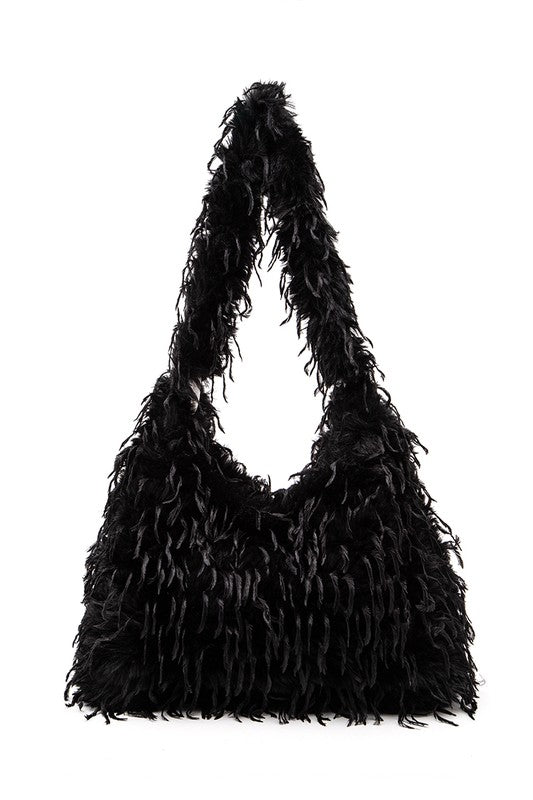 Faux Feather Hobo Slouchy Bag | Modern Boutique Fashion