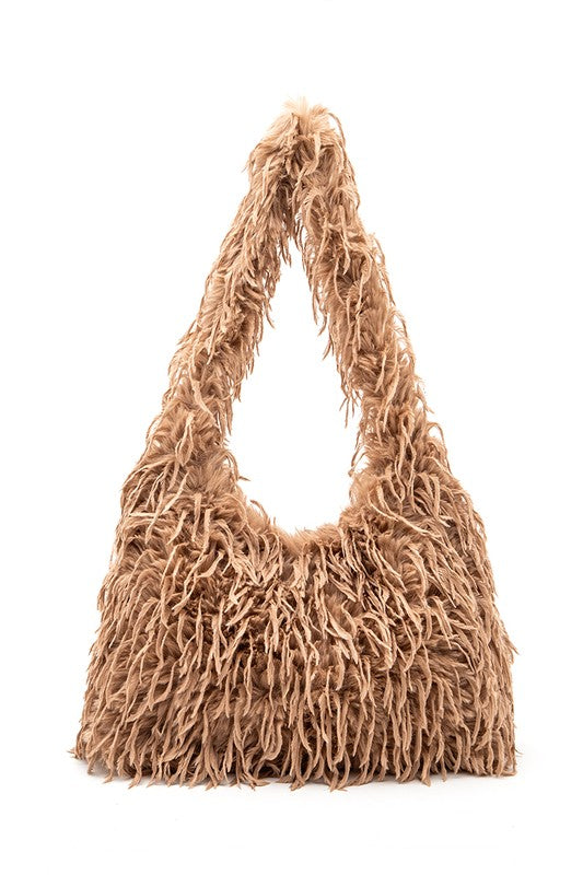 Faux Feather Hobo Slouchy Bag | Modern Boutique Fashion