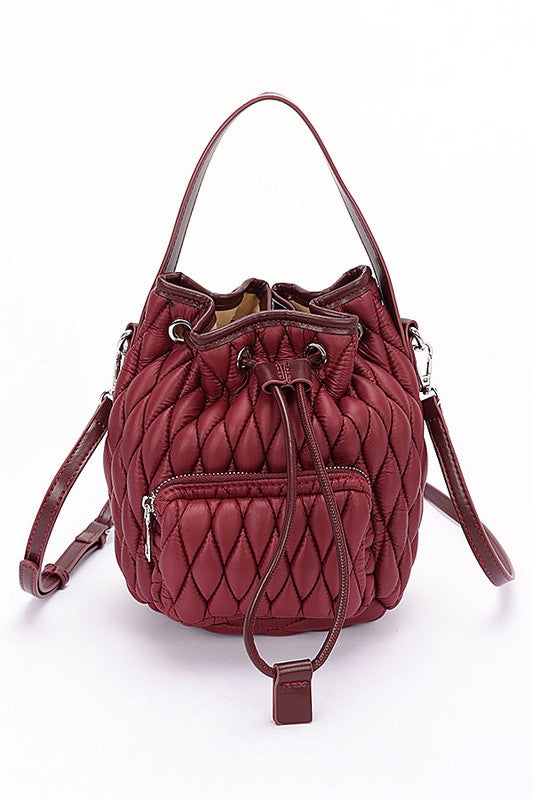 Nylon Quilted Puffer Convertible Bucket Bag | Modern Boutique Fashion