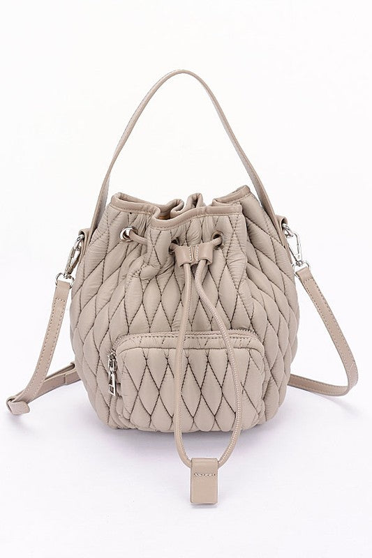 Nylon Quilted Puffer Convertible Bucket Bag | Modern Boutique Fashion