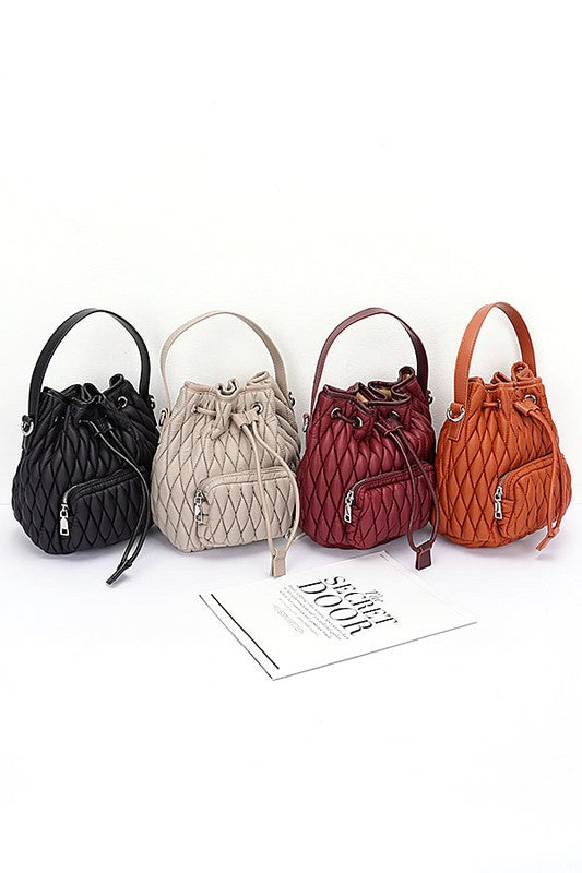 Nylon Quilted Puffer Convertible Bucket Bag | Modern Boutique Fashion