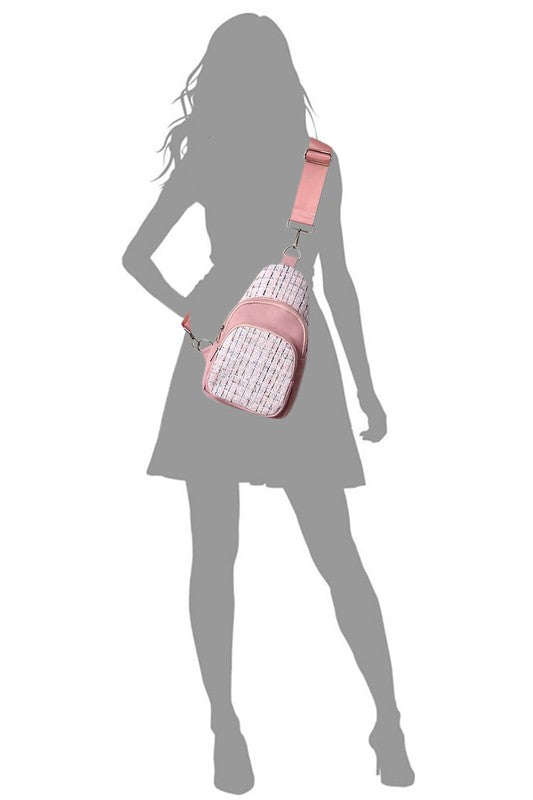 Tweed Sling Bag Backpack | Modern Boutique Fashion