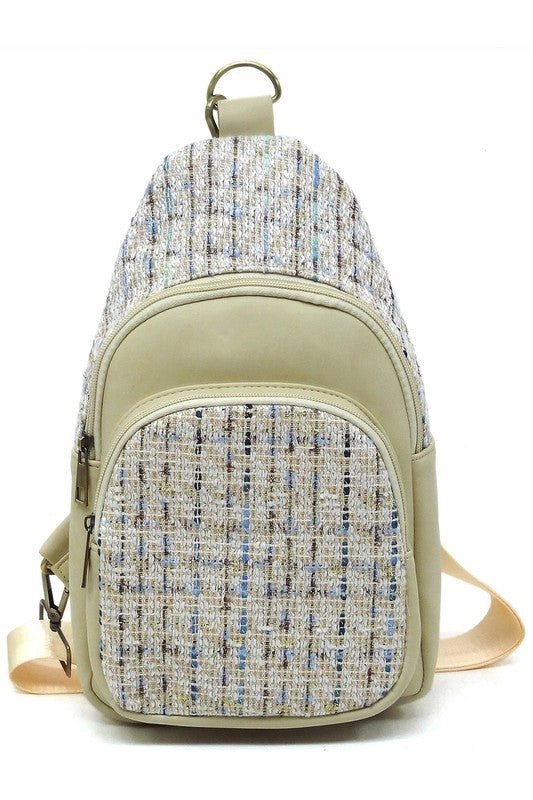 Tweed Sling Bag Backpack | Modern Boutique Fashion