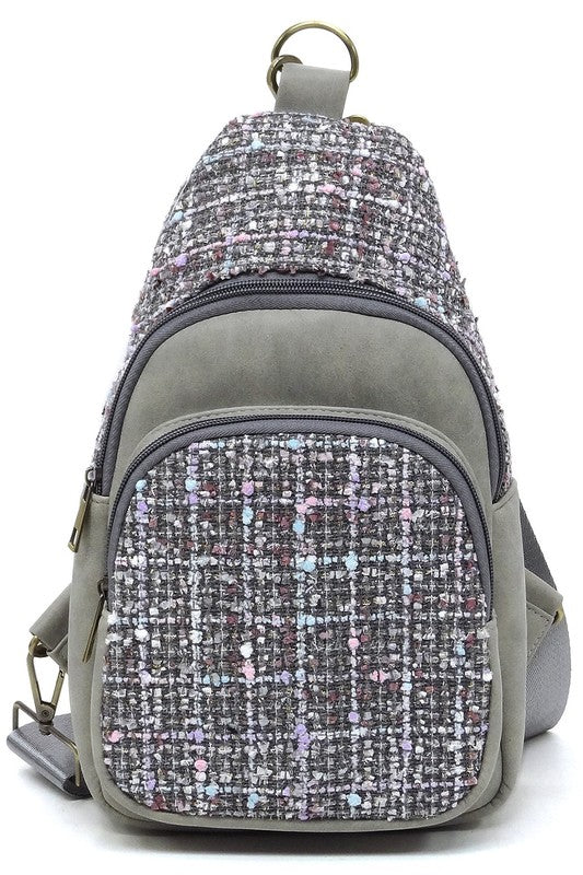 Tweed Sling Bag Backpack | Modern Boutique Fashion