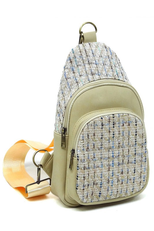 Tweed Sling Bag Backpack | Modern Boutique Fashion