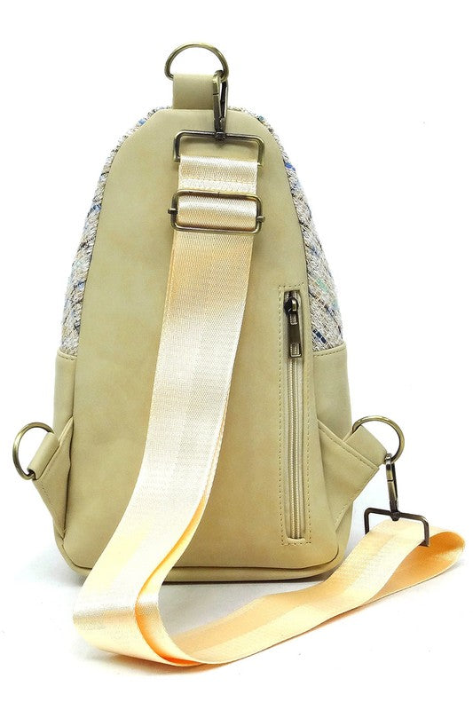 Tweed Sling Bag Backpack | Modern Boutique Fashion