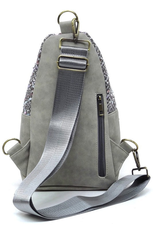 Tweed Sling Bag Backpack | Modern Boutique Fashion