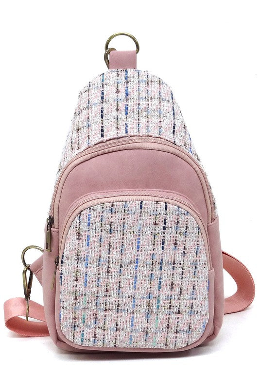 Tweed Sling Bag Backpack | Modern Boutique Fashion