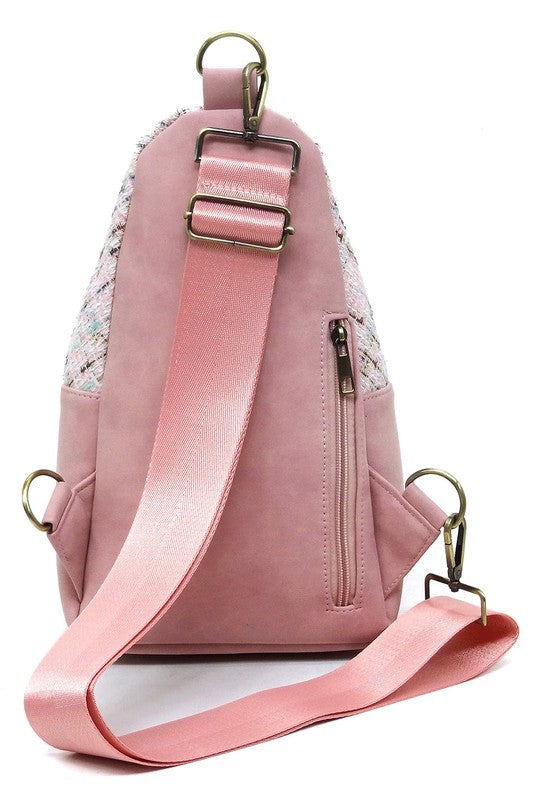 Tweed Sling Bag Backpack | Modern Boutique Fashion