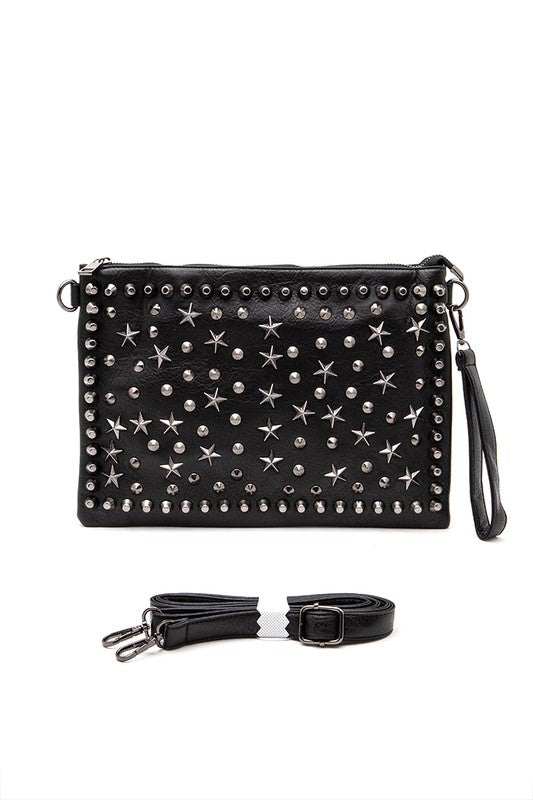 Star Studs Convertible Clutch Crossbody Swing Bag | Modern Boutique Fashion