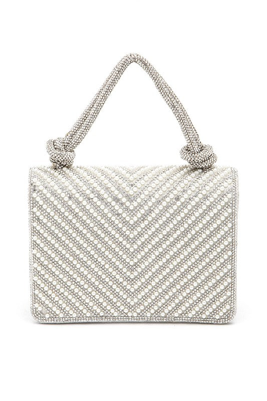 Pearl Studs Rhinestone Handle Clutch Bag | Modern Boutique Fashion