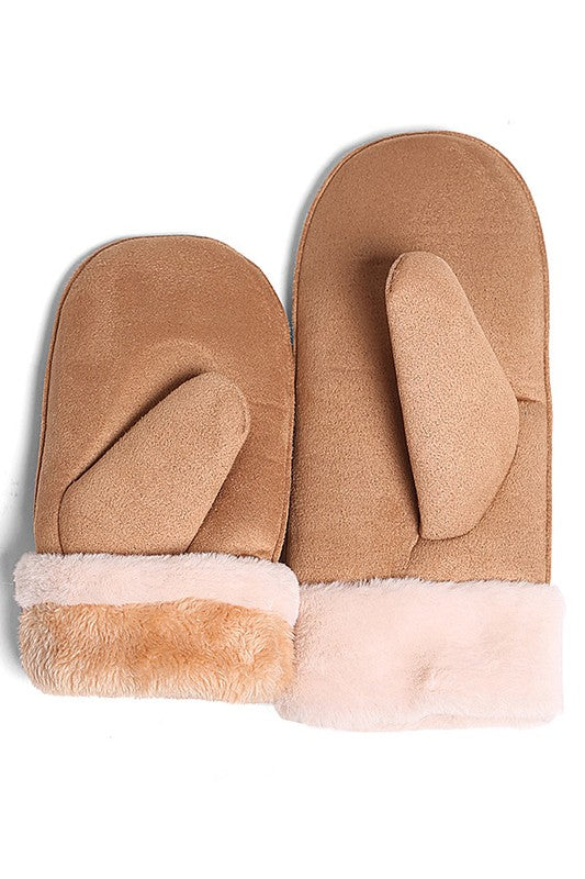 Faux Fur Sueded Mitten Gloves | Modern Boutique Fashion