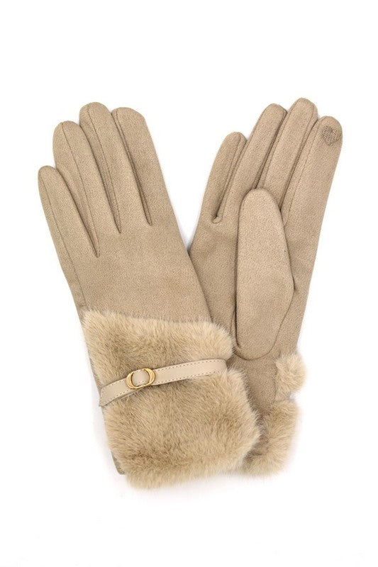 Faux Fur Ultra Suede Fashion Gloves | Modern Boutique Fashion