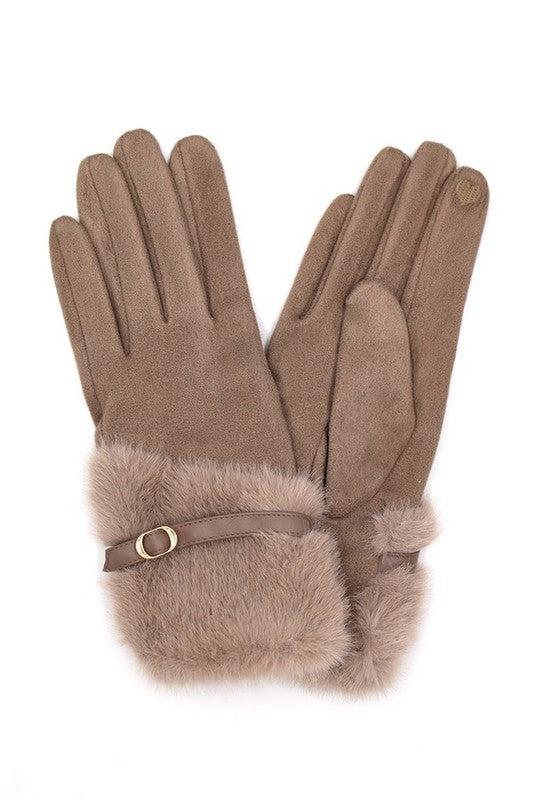 Faux Fur Ultra Suede Fashion Gloves | Modern Boutique Fashion