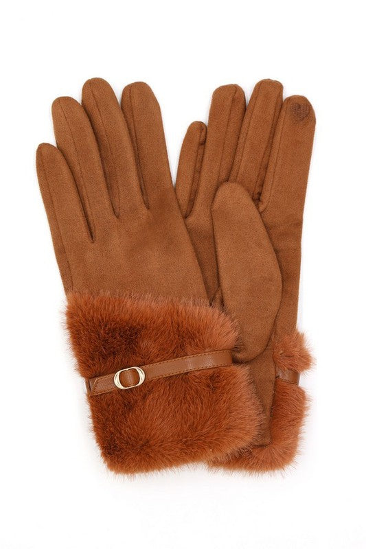 Faux Fur Ultra Suede Fashion Gloves | Modern Boutique Fashion