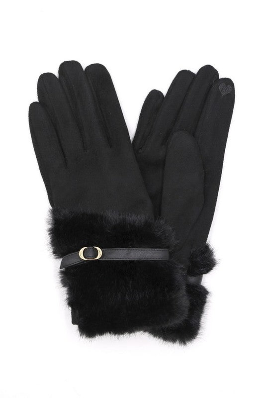 Faux Fur Ultra Suede Fashion Gloves | Modern Boutique Fashion