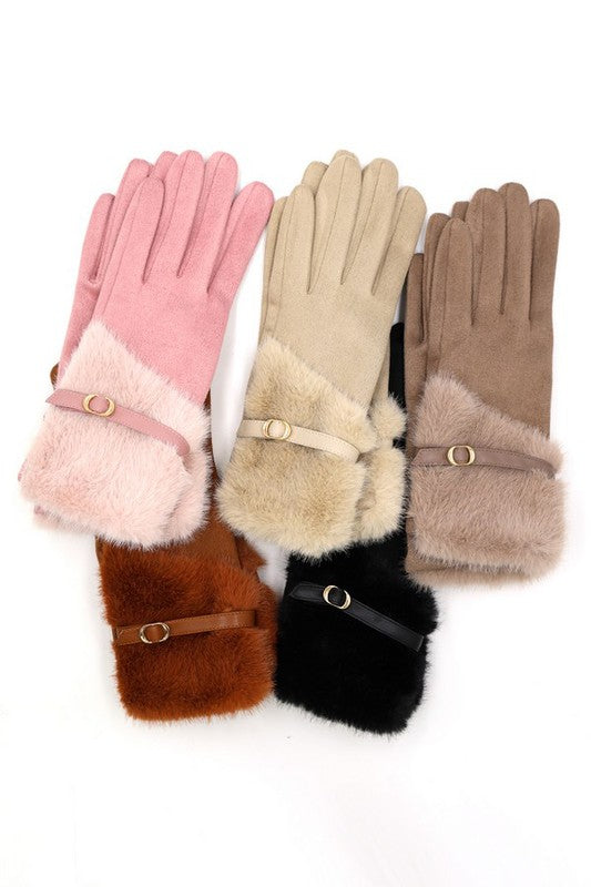 Faux Fur Ultra Suede Fashion Gloves | Modern Boutique Fashion