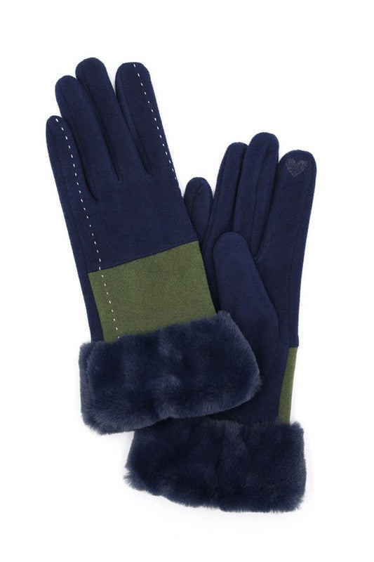 Faux Suede Fur Cuff Winter Gloves | Modern Boutique Fashion
