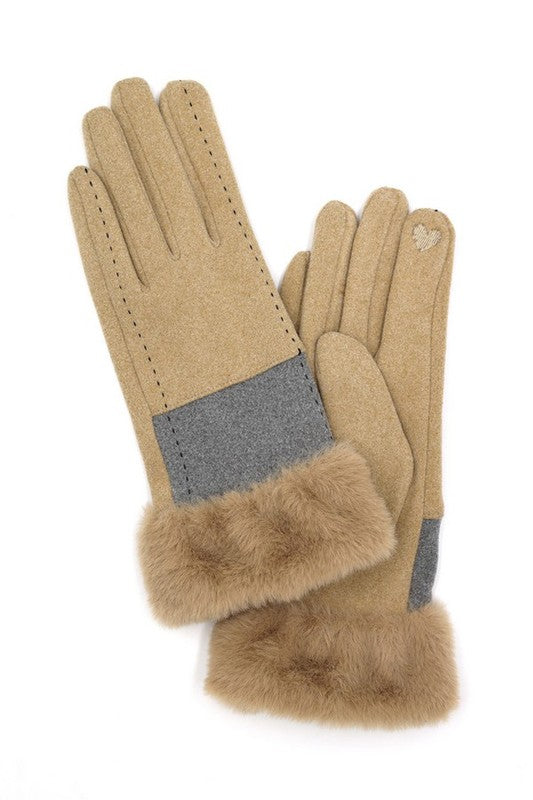 Faux Suede Fur Cuff Winter Gloves | Modern Boutique Fashion