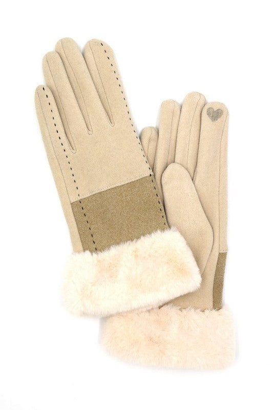 Faux Suede Fur Cuff Winter Gloves | Modern Boutique Fashion