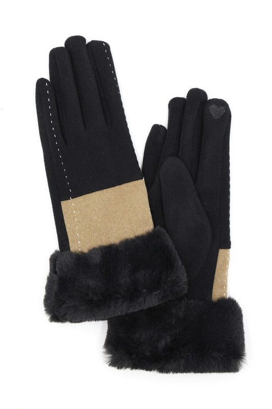 Faux Suede Fur Cuff Winter Gloves | Modern Boutique Fashion