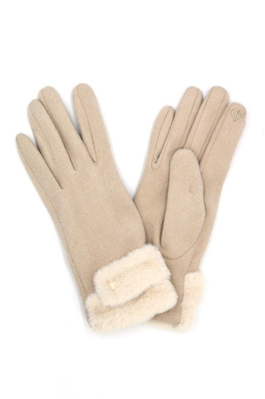 Faux Suede Fur Cuff Winter Gloves | Modern Boutique Fashion