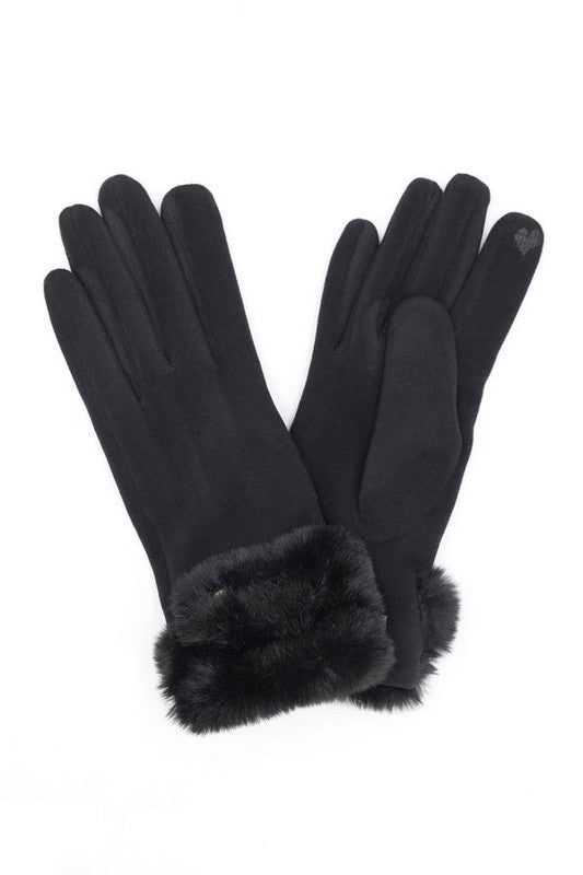 Faux Suede Fur Cuff Winter Gloves | Modern Boutique Fashion